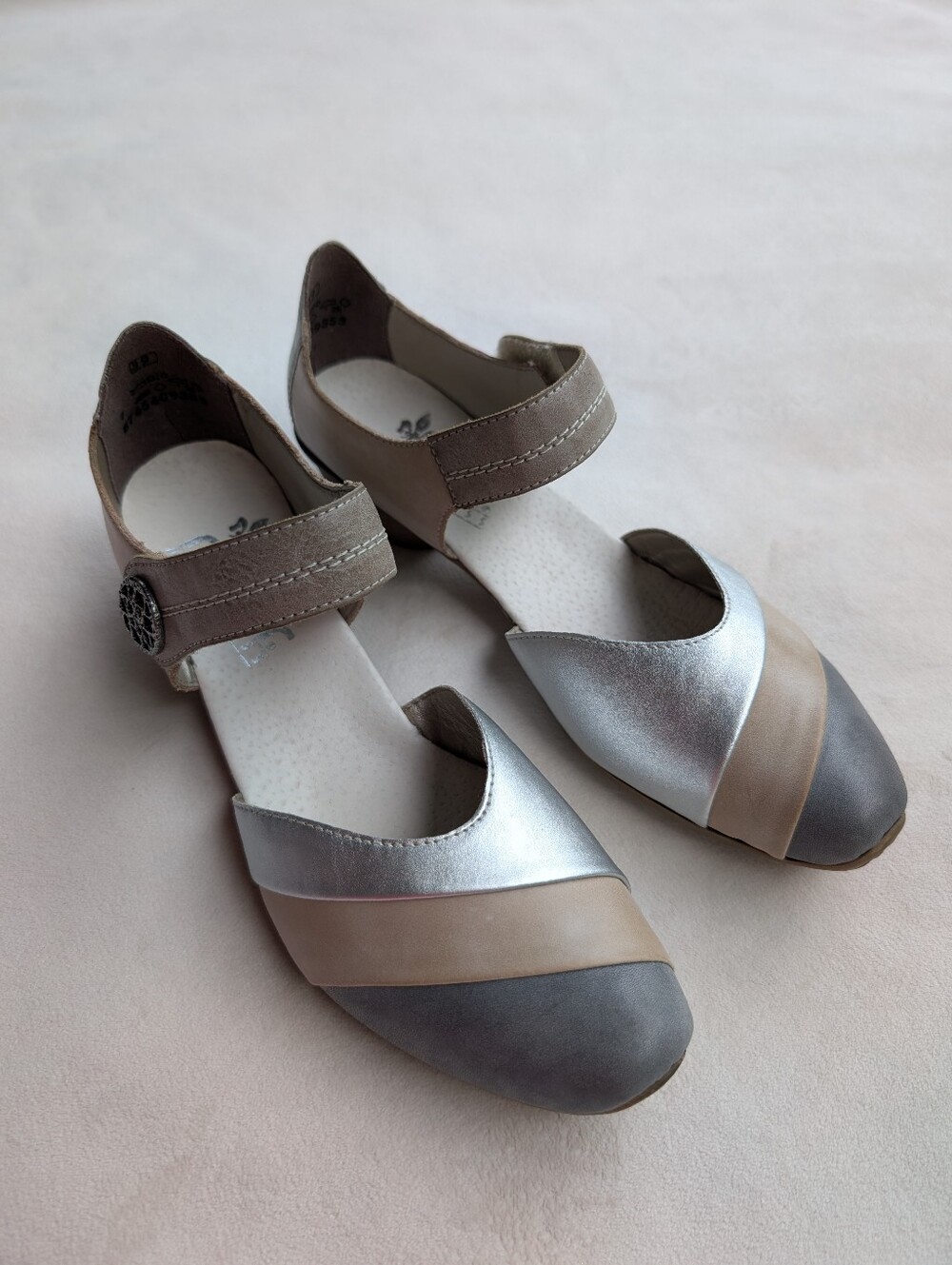Rieker Women's Shoes Antistress Mary Jane Comfort Leather Metallic EU 39 US 8.5